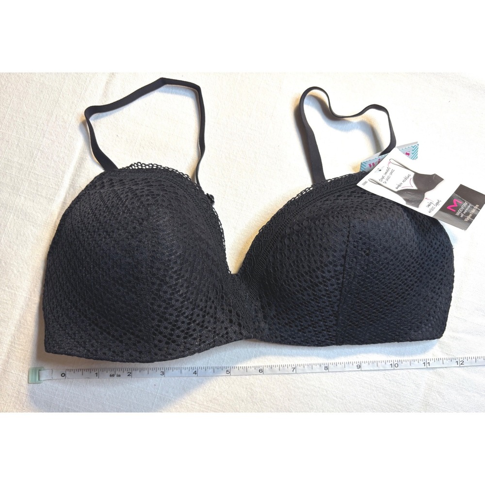 Maidenform Wireless T-Shirt Bra Womens 34B Black NEW Convertible Lace SE0583